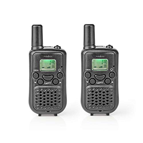 NEDIS Walkie-Talkie - Reichweite 5 km - 8 Kanäle - 38 CTTS-Codes (Unterkanäle) - Integriertes Voice Activated Transmit (VOX) - freihändige Nutzung - LED-Leuchte - 2 Stück - Kompakt und Leicht Schwarz von NEDIS