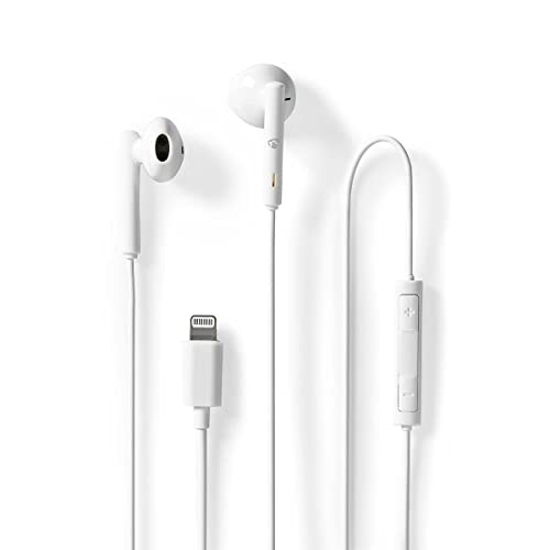 NEDIS | Wired Earphones | Lightning | Cable Length: 1.20 m | Built-in Microphone | Volume Control | White von NEDIS