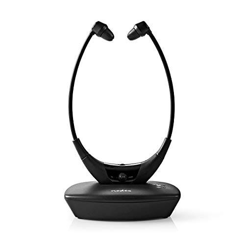 NEDIS Wireless TV Headphones Wireless Radio Frequency Headphones In-Ear, 4.5H Playtime, AUX, USB & Charging Base, Black 1.20 m one-Size von NEDIS