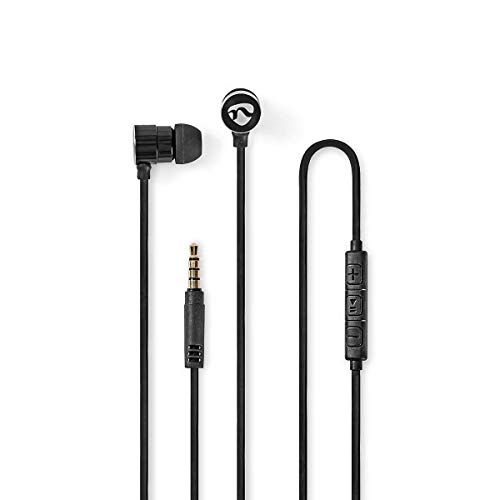 Nedis mit Kabel | 1,2 m Flachkabel | In-Ear | Integriertes Mikrofon | Aluminium | Schwarz, HPWD5020BK, one-Size von NEDIS