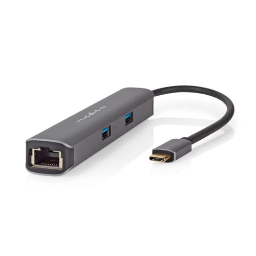 Nedis CCBW64230AT02 USB Multi-Port-Adapter - USB 3.2 Gen 1 - USB-C™ Stecker - HDMI™ Ausgang / RJ45 Buchse / 2X USB-A Buchse / 2X USB-C™ - 5 Gbps - 0.20 m - Rund - Vergoldet - PVC - Anthrazit - Box von NEDIS