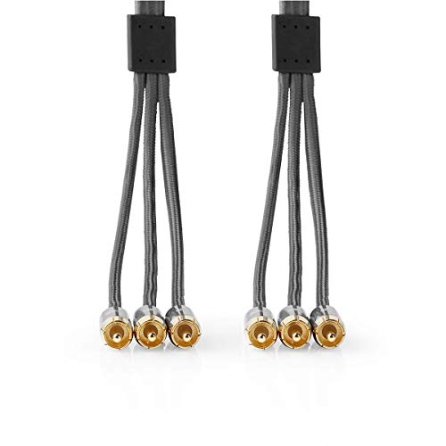 Nedis Composite-Videokabel - 3X Cinch-Stecker - Vergoldet - 2 m - rund - Baumwollstoff - Anthrazit Nedis Composite-Videokabel - 3X Cinch-Stecker - Vergoldet - 2 m - rund - Baumwollstoff - Anthrazit von NEDIS
