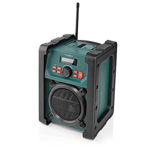 Nedis DAB + Radio | Tisch Ausführumg | DAB+ / FM | 2.2" | Scharz-weiß Monitor | Batteriebetrieben/Netzstromversorgung | Digital | 15 W | Bluetooth | Wecker | IP65 | Tragegriff | Grün/Schwarz von NEDIS