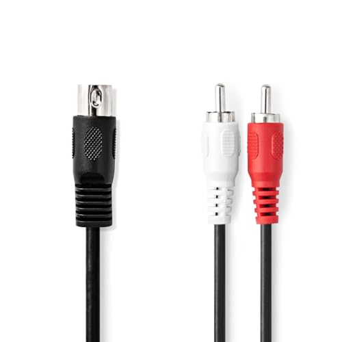 Nedis DIN-Audio-Kabel | DIN 5-Pin Stecker | 2x RCA Stecker | Vernickelt | 1.00 m | rund | PVC | Schwarz | Plastikbeutel von NEDIS