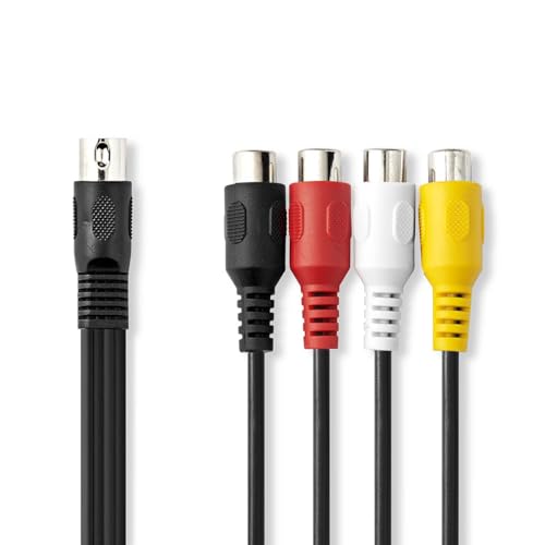 Nedis DIN-Audio-Kabel - DIN 5-Pin Stecker - 4x RCA Buchse - Vernickelt - 0.20 m - Rund - PVC - Schwarz - Label von NEDIS