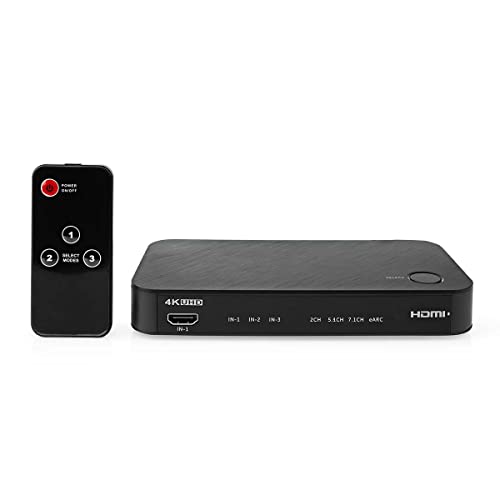 Nedis Digital Audio Converter | 2-Weg | Anschlüsse – Eingang: DC Power / 3x HDMI Eingang | Anschlüsse – Ausgang: 1x 3.5 mm / 1x TosLink / 2x HDMI Ausgang | eARC | Automatisch/Druckknopf | Anthrazit von NEDIS