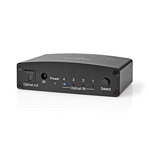 Nedis Digital-Audio-Switch | 4-Wege | Anschlüsse – Eingang: DC Power / 4X TosLink | Anschlüsse – Ausgang: TosLink Buchse | Druckknopf/Fernbedienung/Handbuch | Metall | Schwarz Nedis Digital-Audio-Switch | 4-Wege | Anschlüsse – Eingang: DC Power / 4X TosLink | Anschlüsse – Ausgang: TosLink Buchse | Druckknopf/Fernbedienung/Handbuch | Metall | Schwarz von NEDIS