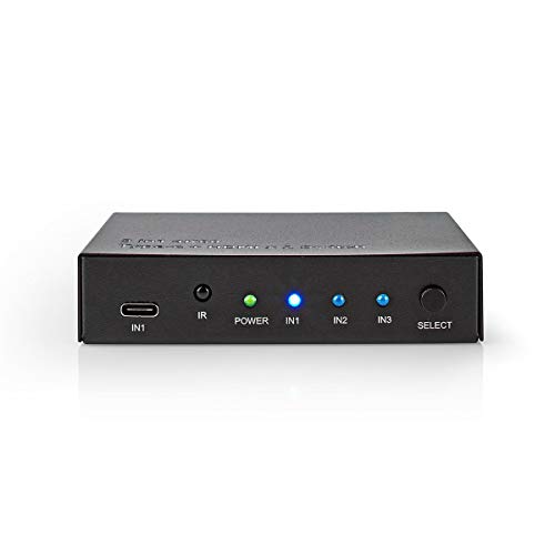 Nedis HDMI™ Schalter - 3-Port - 1x USB-C™ - 2x HDMI™ Eingang - 1x HDMI™ Ausgang - Schwarz von NEDIS