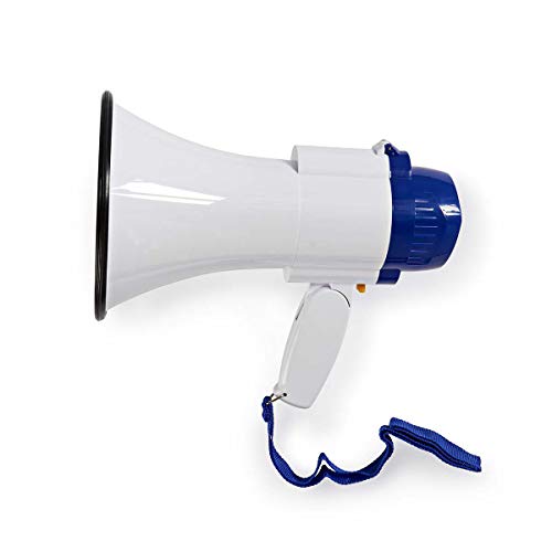 NEDIS Megaphon Megaphon | Maximale Reichweite: 250 m | Lautstärke-Regler: Bis zu 115 dB | Eingebautes Mikrofon | Eingebaute Sirene | Aufnahmefunktion | Blau/Weiss Blau/Weiss von NEDIS