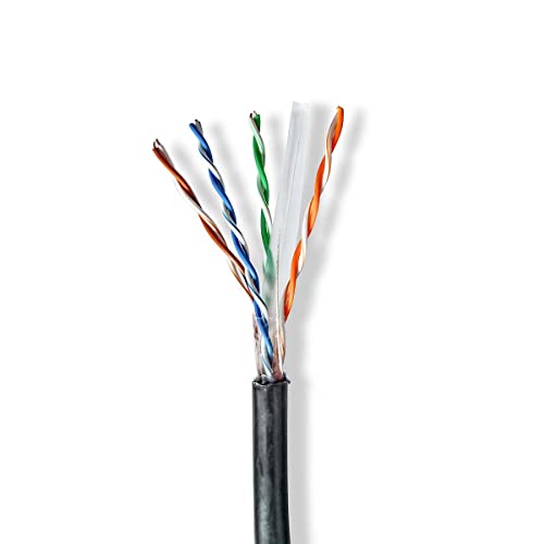 Nedis Network Cable Roll | CAT6 | Solid | U/UTP | CCA | 305.0 m | Outdoor | Round | PE | Black | Gift Box von NEDIS