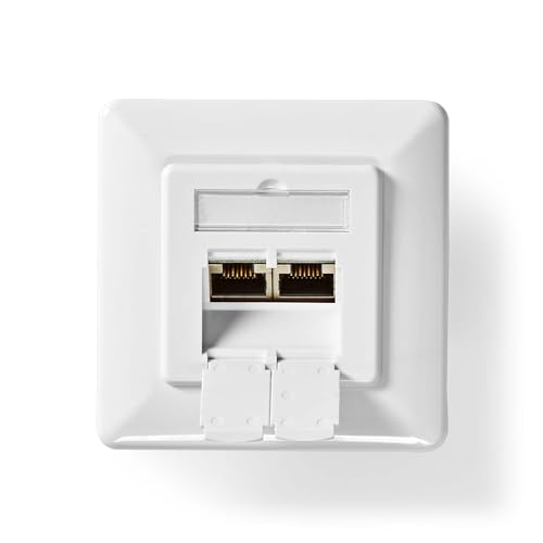 Nedis Netzwerk-Wanddose - Unterputz - 2-Port Port(s) - CAT6 - Gerade - Buchse - Vergoldet - PVC - Weiss - Box von NEDIS