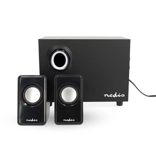 Nedis - PC-Lautsprecher - Stromversorgung über USB - Subwoofer - Anschlüsse Eingang: 1x 3.5 mm - 2.1-Stereosound - 33-W-Lautsprechersets - ABS/Holz - Schwarz von NEDIS