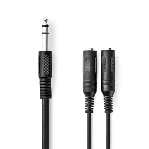 Nedis Stereo-Audiokabel | 6.35 mm Stecker | 2x 6.35 mm Buchse | Vernickelt | 0.20 m | Rund | Schwarz | Box von NEDIS