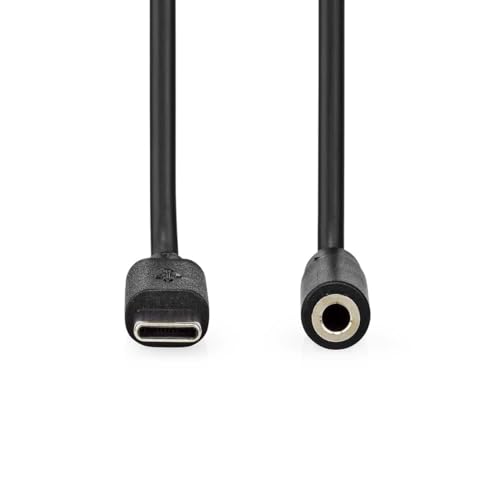 Nedis USB-C Adapter - USB 2.0 - USB-C Stecker - 3.5 mm Buchse - 1.00 m - Rund - Vernickelt - PVC - Schwarz - Label von NEDIS