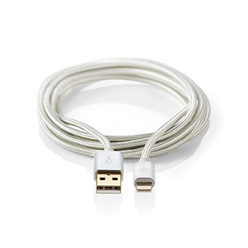 Nedis - USB-Kabel - USB 2.0 - Apple Lightning 8-Pin - USB-A Stecker - 480 Mbps - 12 W - Vergoldet - 2 m - rund - Geflochten / Nylon - Aluminium von NEDIS