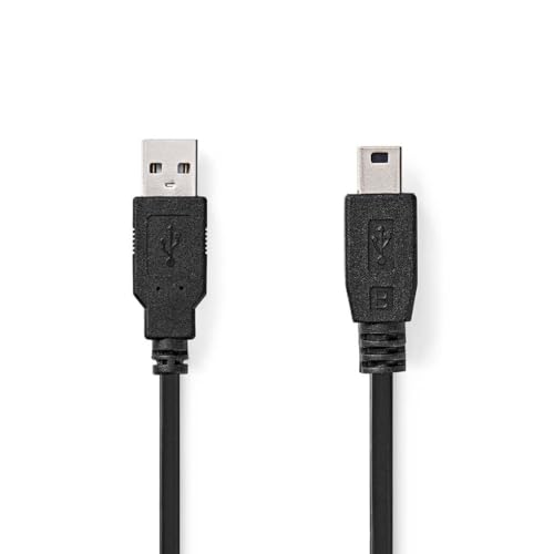 Nedis USB-Kabel | USB 2.0 | USB-A Stecker | USB Mini-B 5 pin Stecker | 480 Mbps | Vernickelt | 1.00 m | Rund | PVC | Schwarz | Label von NEDIS
