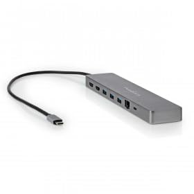 Nedis USB Multi-Port-Adapter - USB 3.2 Gen 1 - USB-C™ Stecker - Micro SD / RJ45 Buchse/SD / 2X HDMI™ / 2X USB-C™ / 3X USB-A Buchse - 0.40 m - Rund - Vergoldet - TPE - Anthrazit - Box von NEDIS