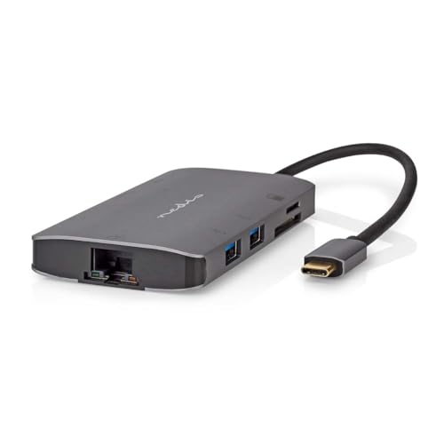 Nedis USB Multi-Port-Adapter - USB 3.2 Gen 1 - USB-C Stecker - HDMI Ausgang/Micro SD / RJ45 Buchse/SD/USB-C Buchse / 3X USB-A Buchse - 5 Gbps - 0.20 m - Rund - Vergoldet - PVC - Anthrazit von NEDIS
