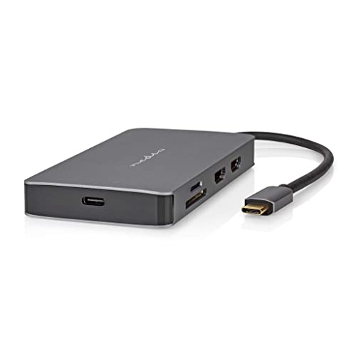 Nedis USB Multi-Port-Adapter - USB 3.2 Gen 1 - USB-C Stecker - Micro SD / RJ45 Buchse/SD/USB-A Buchse/USB-C Buchse / 2X HDMI - 5 Gbps - 0.20 m - Rund - Vergoldet - PVC - Anthrazit von NEDIS