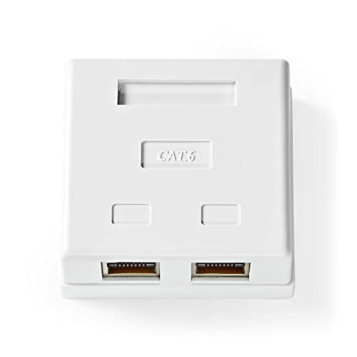 Network Wall Box | On-Wall | 2 Port(s) | STP CAT6 | Straight | Female | Gold Plated | PVC | White | Polybag von NEDIS