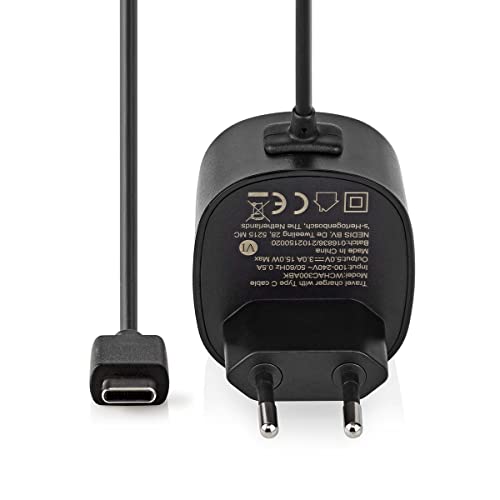 Netzladegerät - 15 W - Schnellladefunktion - 1x 3.0 A - Anzahl der Ausgänge: 1 - USB-C (Fixed) Kabel - 1.50 m - Single Voltage Output von NEDIS