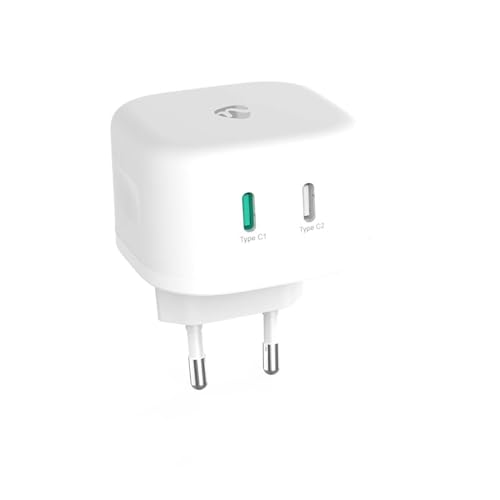 Netzladegerät - 45 W - GaN - Schnellladefunktion - 2.25 A / 3.0 A - Anzahl der Ausgänge: 2-2X USB-C - Automatische Spannungswahl von NEDIS