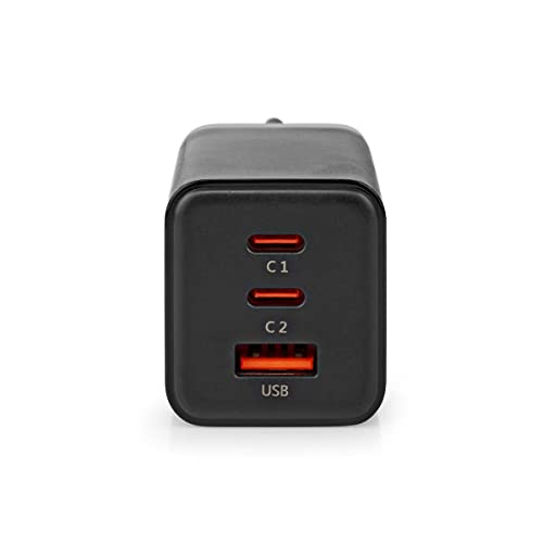 Netzladegerät - 65 W - GaN - Schnellladefunktion - 3.0/3.25 A A - Anzahl der Ausgänge: 3 - USB-A / 2X USB-C - Automatische Spannungswahl von NEDIS