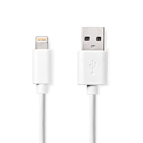 USB-Kabel | USB 2.0 | Apple Lightning 8-Pin | USB-A Stecker | 480 Mbps | 12 W | Vernickelt | 1.00 m | rund | PVC | Weiss | Plastikbeutel von NEDIS