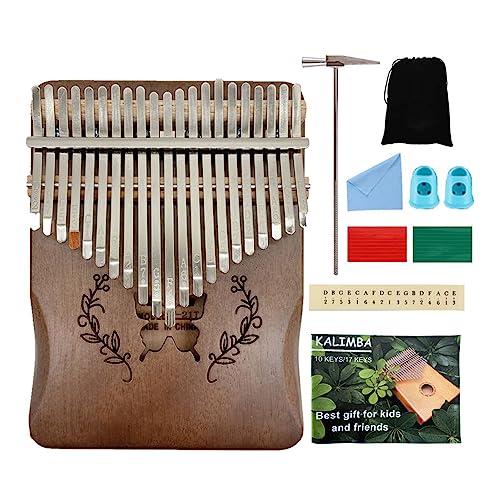 NEDLON Kalimba 21 Tasten, Tragbar Finger Klavier Mit Stimmhammer Und Musikbücher-Set, Holz Daumenklavier Für Anfänger/Musikliebhaber (Color : A) von NEDLON