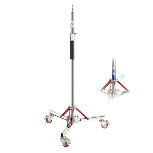 NEEWER SC305AW strapazierfähiger, luftgepolsterter Lichtständer mit Rollen, Verstellbarer Stativständer, Edelstahl, Fotografie Räderständer für Studioblitz Softbox, Monolight Reflektor, 3m von NEEWER
