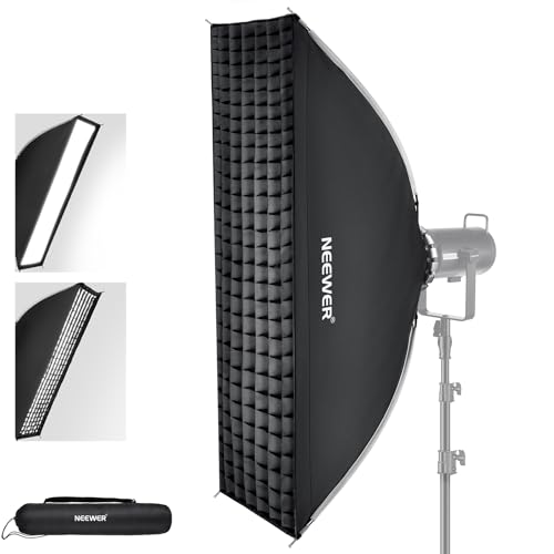 NEEWER 12"x47" Schnelle entfaltbare Softbox mit rechteckigem Streifen und Bowens Halterung mit Diffusoren/Wabengitter/Tasche kompatibel mit Godox Aputure 120d Videoleuchten Q4 Studioblitzgeräten NS17S NEEWER 12"x47" Schnelle entfaltbare Softbox mit rechteckigem Streifen und Bowens Halterung mit Diffusoren/Wabengitter/Tasche kompatibel mit Godox Aputure 120d Videoleuchten Q4 Studioblitzgeräten NS17S von NEEWER