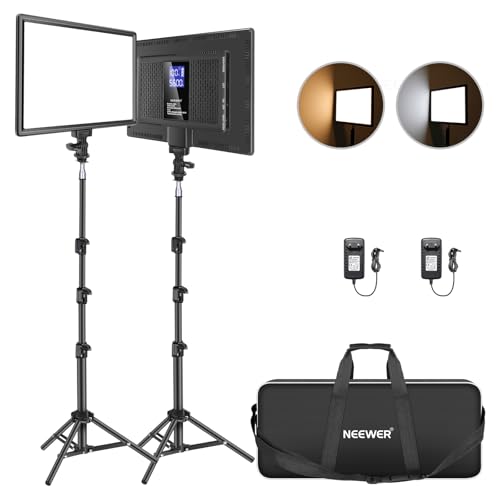 NEEWER 13" LED Videolicht Panel Set mit Stativ, Streaming Licht mit Lithium Akku 2er Pack weiches LED Videoleuchte 3200K-5600K CRI 97+ 2400lux, Studio Light für Live Gaming YouTube Kamera Fotografie NEEWER 13" LED Videolicht Panel Set mit Stativ, Streaming Licht mit Lithium Akku 2er Pack weiches LED Videoleuchte 3200K-5600K CRI 97+ 2400lux, Studio Light für Live Gaming YouTube Kamera Fotografie von NEEWER