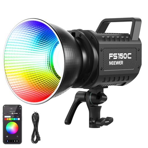 NEEWER 130W RGB LED Videoleuchte APP/2,4G Steuerung 17 Effekte 2500K – 7500K 19800Lux/1m COB Dauerlichtleistung mit CRI97/TLCI98 4 Dimmkurven Bowens Halterung Scheinwerfer für Studioaufnahmen FS150C NEEWER 130W RGB LED Videoleuchte APP/2,4G Steuerung 17 Effekte 2500K – 7500K 19800Lux/1m COB Dauerlichtleistung mit CRI97/TLCI98 4 Dimmkurven Bowens Halterung Scheinwerfer für Studioaufnahmen FS150C von NEEWER