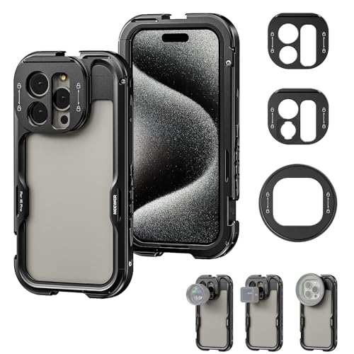 NEEWER 15 Pro Käfig Cage [2. Gen.], Quick Release Design Video Rig Stabilizer mit 67mm Filteradapter, 17mm Objektivrückteil, T Mount Objektivadapter kompatibel mit Moment T Serie Objektiv, PA043 von NEEWER
