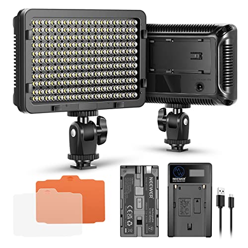 NEEWER 176 LED Videoleuchte Streaming Licht 5600K Kamera Videolicht Panel mit 2200mAh Akku und USB Ladegerät Key Light für Canon Nikon Pentax Panasonic Sony usw. DSLR Kamera Fotografie von NEEWER