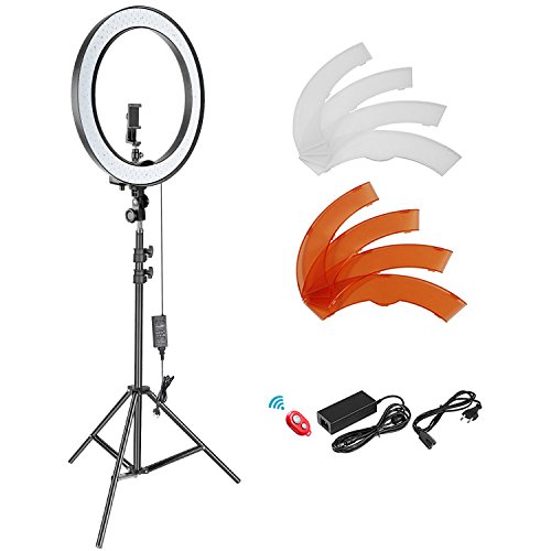 NEEWER 18 Zoll SMD LED Ringlicht dimmbares Beleuchtungsset mit 78.7" Lichtständer Filter und Blitzschuhadapter für Studio LED Beleuchtung für Portrait YouTube TikTok Videoaufnahmen (keine Tragetasche) NEEWER 18 Zoll SMD LED Ringlicht dimmbares Beleuchtungsset mit 78.7" Lichtständer Filter und Blitzschuhadapter für Studio LED Beleuchtung für Portrait YouTube TikTok Videoaufnahmen (keine Tragetasche) von Neewer