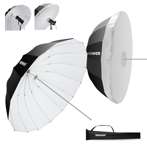 NEEWER 180cm Parabolischer Reflexschirm Studioschirm Fotografie, Regenschirm mit weißer Innenseite, weiche Beleuchtung mit Diffusor Abdeckung, Tasche, schnell zusammenklappbar für Kamera Video, NS4U von NEEWER