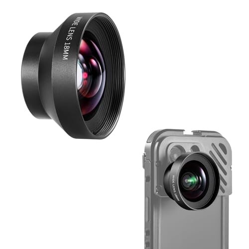 NEEWER 18mm HD 100° Weitwinkelobjektiv für 17mm Objektiv hintere Platine, 0,5X Vergrößerung, kompatibel mit SmallRig NEEWER iPhone Samsung Handykäfig mit 17mm Objektivadapter, Sandmarc, LS-42 von NEEWER