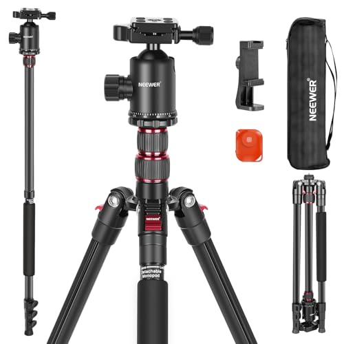 NEEWER 195,6cm Kamera Stativ Einbeinstativ mit Handyhalter, tragbares Reisestativ mit Fernbedienung 360° Kugelkopf 2 Achsen Mittelsäule, Arca QR Platte, Tasche, Aluminium DSLR Tripod, Max 15,4kg, TP77 NEEWER 195,6cm Kamera Stativ Einbeinstativ mit Handyhalter, tragbares Reisestativ mit Fernbedienung 360° Kugelkopf 2 Achsen Mittelsäule, Arca QR Platte, Tasche, Aluminium DSLR Tripod, Max 15,4kg, TP77 von NEEWER