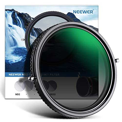 NEEWER 2 in 1 77mm Variable ND Filter ND2-ND32&CPL (Zirkular Polfilter) No X Cross Variabel Graufilter HD optisches Glas 30 lagiges Nano beschichtetes wasserabweisend Kratzfest von NEEWER