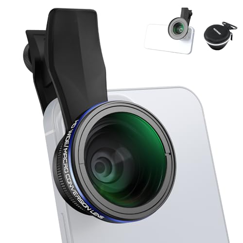 NEEWER 2 in 1 Smartphone Objektiv Set, 0.75x Weitwinkel, 2X Makro Telefonobjektiv, kompatibel mit iPhone Samsung Android Handy, abnehmbare HD Objektiv mit 17mm bis 37mm Adapterring und Adapter, LS-60 von NEEWER