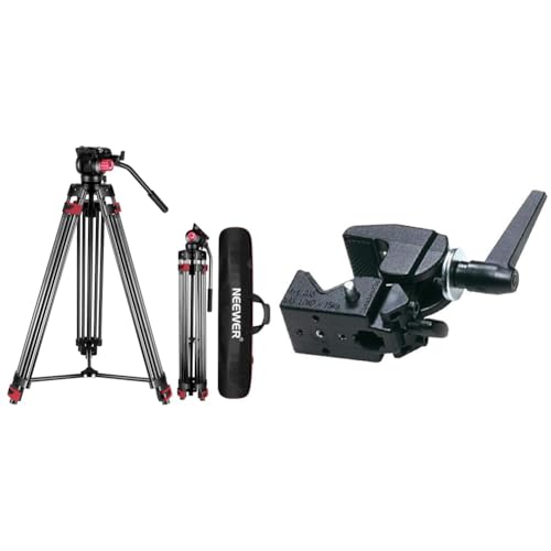 NEEWER 200cm Videostativ, Robustes Kamerastativ aus Aluminiumlegierung mit 360° Fluidkopf & Manfrotto Super Clamp FTC NEEWER 200cm Videostativ, Robustes Kamerastativ aus Aluminiumlegierung mit 360° Fluidkopf & Manfrotto Super Clamp FTC von NEEWER