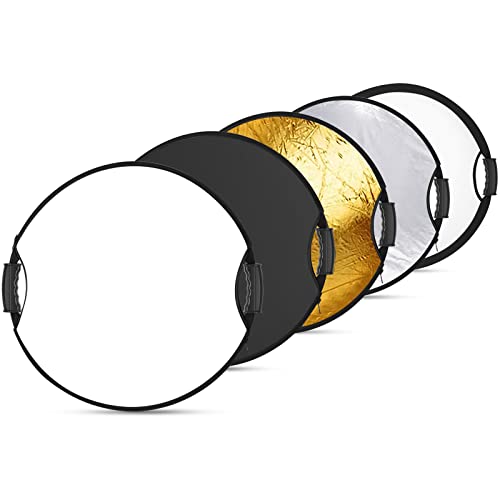 NEEWER 22"/56cm Lichtreflektor mit Handgriff mit 3/8" Gewinde, 5 in 1 Faltscheibe Lichtdiffusor Durchscheinend/Silber/Gold/Weiß/Schwarz für Fotobeleuchtung, Außenbeleuchtung, RF-56II NEEWER 22"/56cm Lichtreflektor mit Handgriff mit 3/8" Gewinde, 5 in 1 Faltscheibe Lichtdiffusor Durchscheinend/Silber/Gold/Weiß/Schwarz für Fotobeleuchtung, Außenbeleuchtung, RF-56II von NEEWER