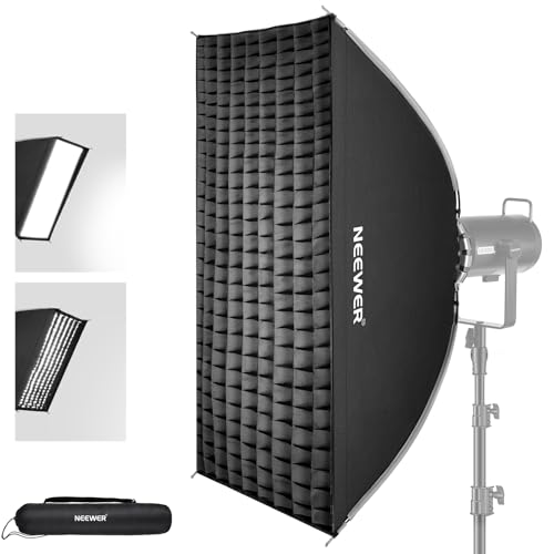 NEEWER 24"x35" Schnelle entfaltbare Softbox mit rechteckigem Streifen und Bowens Halterung mit Diffusoren/Wabengitter/Tasche kompatibel mit Godox Aputure 120d Videoleuchten Q4 Studioblitzgeräten NS16S NEEWER 24"x35" Schnelle entfaltbare Softbox mit rechteckigem Streifen und Bowens Halterung mit Diffusoren/Wabengitter/Tasche kompatibel mit Godox Aputure 120d Videoleuchten Q4 Studioblitzgeräten NS16S von NEEWER