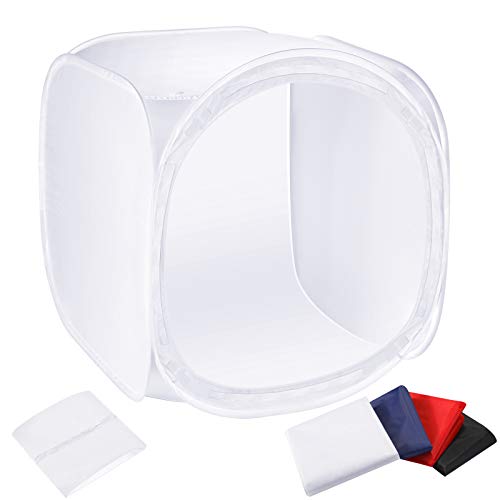 NEEWER 24x24 Zoll/ 60x60cm Fotostudio Aufnahme Zelt Lichtwürfel Diffusions Soft Box Set mit 4 Farben Hintergründe(Rot Dunkelblau Schwarz Weiß) für Fotografie von NEEWER
