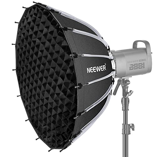 NEEWER 26Zoll/65cm Parabolic Softbox Quick Setup Quick Folding, mit Diffusoren/Wabengitter/Tasche, kompatibel mit Aputure 120d Light Dome Godox sl60w NEEWER RGB CB60 und Anderen Bowens Mount Lights von NEEWER