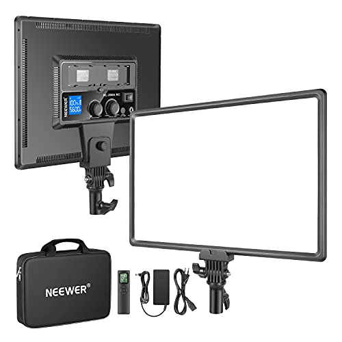 NEEWER NL288 LED Video Panel Licht mit 2,4G Fernbedienung und Adapter, 45W, 4800Lux, 3200K-5600K, CRI97+, Dimmbares zweifarbiges Leuchte Panel für Foto, YouTube, Live Stream (Batterie nicht enthalten) von NEEWER