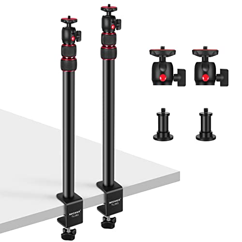 NEEWER 2X verstellbares Kamera Tischstativ Lichtstativ mit 1/4" Kugelkopf,Klemmstativ mit 1/4" Adapter und C-Klemme für DSLR Kamera,Ringlicht,Live Streaming, 43-102cm verstellbar, Max. Belastung:3kg von NEEWER