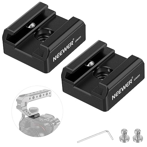 NEEWER 2er Pack Cold Shoe Mount Montage Adapter mit 1/4" Schraube für Blitz LED Monitor Mikrofon, Alu Shoe Halterung mit Anti Twist Pin Anti Rutsch Pad, kompatibel mit SmallRig Cage Obergriff, UA031 NEEWER 2er Pack Cold Shoe Mount Montage Adapter mit 1/4" Schraube für Blitz LED Monitor Mikrofon, Alu Shoe Halterung mit Anti Twist Pin Anti Rutsch Pad, kompatibel mit SmallRig Cage Obergriff, UA031 von NEEWER
