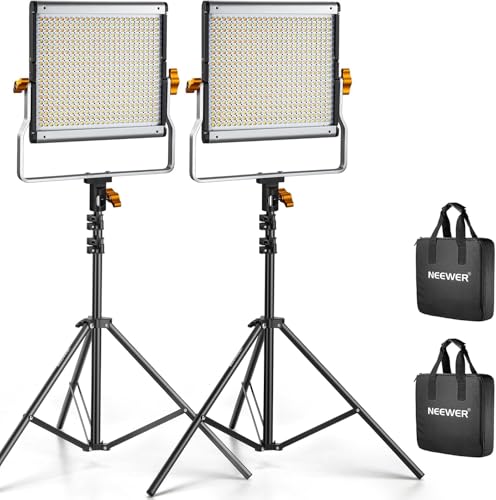 NEEWER 2er Pack dimmbares zweifarbiges 480 LED Videolicht und Ständerbeleuchtungsset beinhaltet: 3200-5600K CRI 96+ LED Panel mit U Halterung, 75" Lichtstativ für YouTube Studiofotografie, Videos von NEEWER